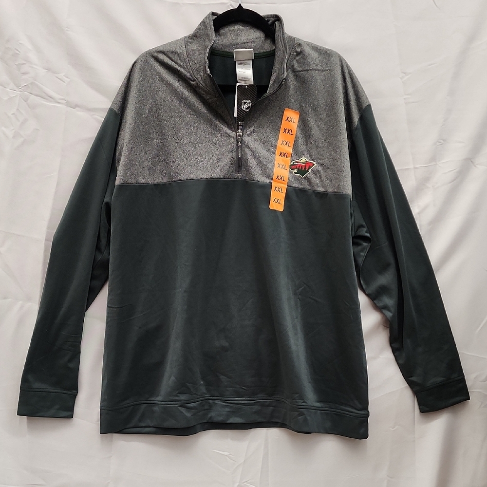 Gray And Dark Green Quarter-Zip Pullover